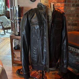 Levi's Black Leather Bomber Jacket